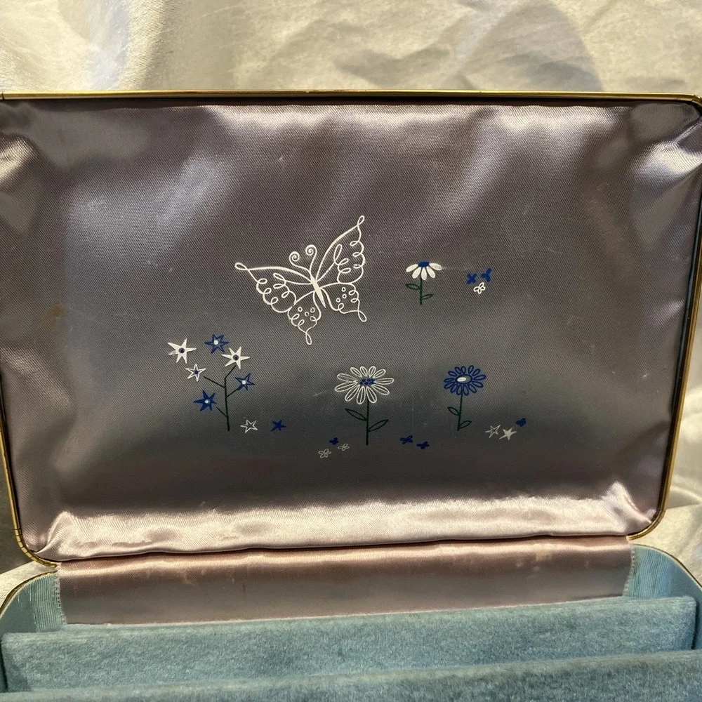 Farrington Vintage Clamshell Jewelry Case 60s‎ Travel USA Classic Blue 8.5